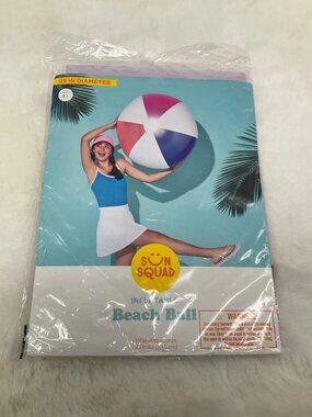 Sun Squad Large Inflatable PVC Beach Ball 25" Diameter Pool Beach NEW!